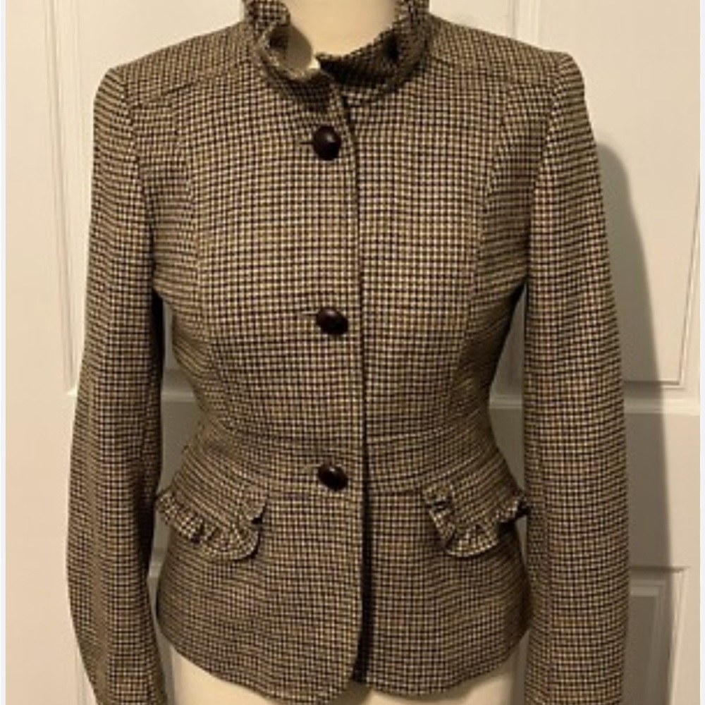 Jcrew rare brown houndstooth wool blazer. Size 8. 100%wool. Linings acetate